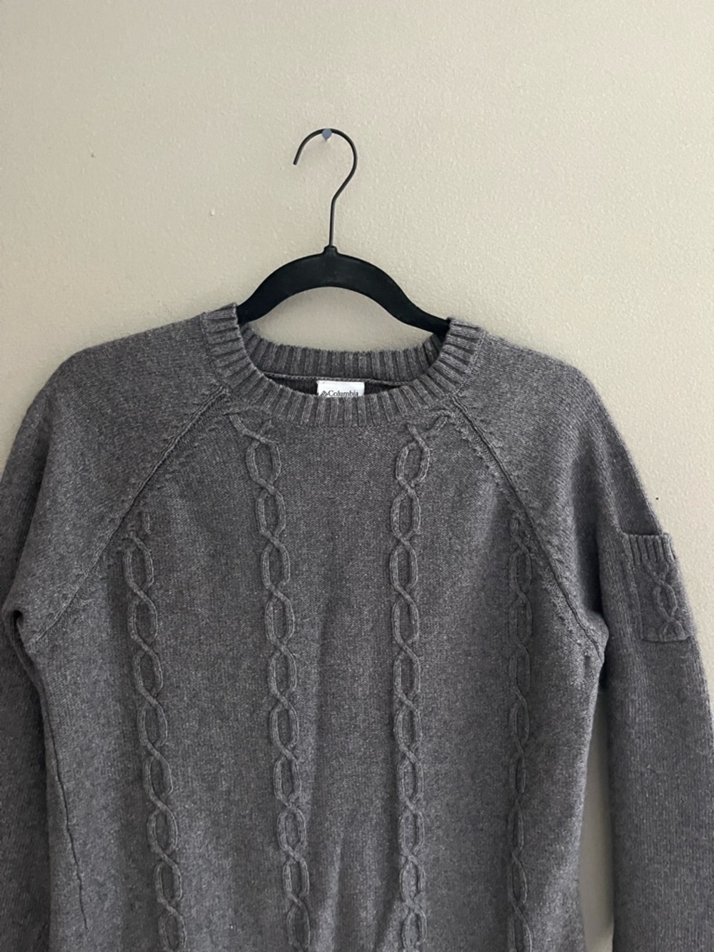 Columbia Sweater Cable Knit Crewneck Cozy Pullover Angora Wool Cotton Blend - Picture 3 of 11